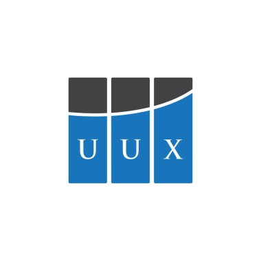 Beyaz arkaplanda UUX harfli logo tasarımı. UUX yaratıcı harflerin baş harfleri logo kavramı. UUX harf tasarımı.