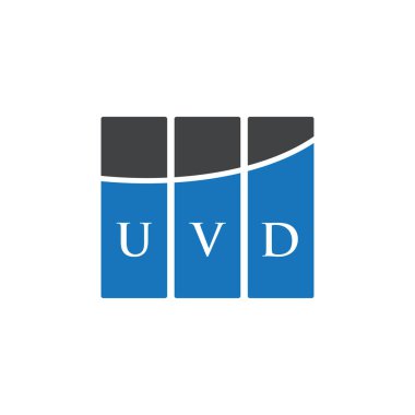 Beyaz arka planda UVD harf logosu tasarımı. UVD yaratıcı harflerin baş harfleri logo kavramı. UVD harf tasarımı.