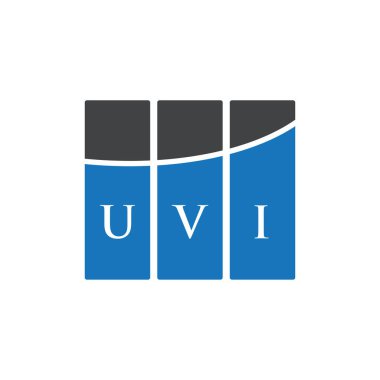 Beyaz arka planda UVI harf logosu tasarımı. UVI yaratıcı harflerin baş harfleri logo kavramı. UVI harf tasarımı.