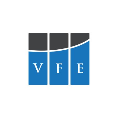 Beyaz arka planda VFE harf logosu tasarımı. VFE yaratıcı harflerin baş harfleri logo kavramı. VFE harf tasarımı.