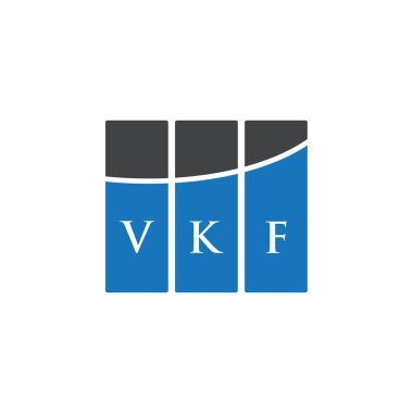 Beyaz arkaplanda VKF harf logosu tasarımı. VKF yaratıcı harflerin baş harfleri logo kavramı. VKF harf tasarımı.