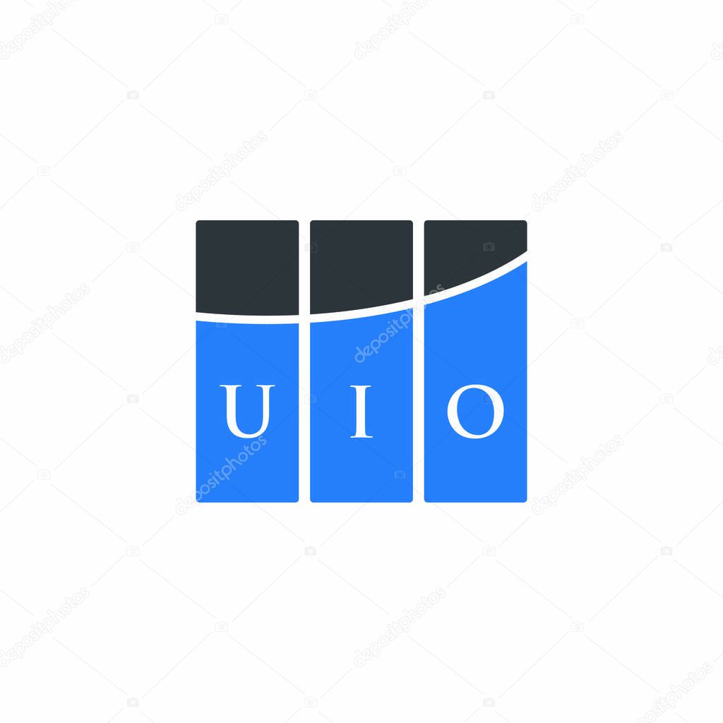 Diseño del logotipo de la letra UIO sobre fondo blanco. UIO iniciales creativas letra logo