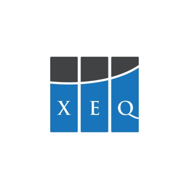 Beyaz arka planda XEQ harf logosu tasarımı. XEQ yaratıcı harf logosu konsepti. XEQ harf tasarımı.