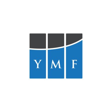 Beyaz arkaplanda YMF harf logosu tasarımı. YMF yaratıcı harflerin baş harfleri logo kavramı. YMF harf tasarımı.
