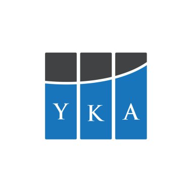 Beyaz arka planda YKA harf logosu tasarımı. YKA yaratıcı harflerin baş harfleri logo kavramı. YKA harf tasarımı.