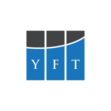 Beyaz arkaplanda YFT harf logosu tasarımı. YFT yaratıcı harflerin baş harfleri logo kavramı. YFT harf tasarımı.