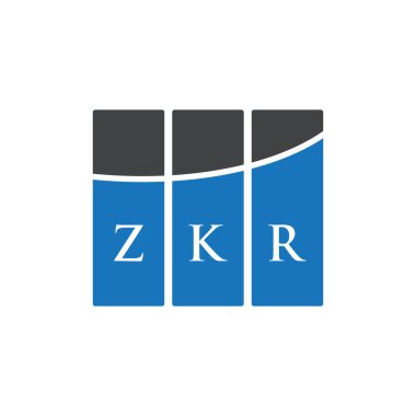 Beyaz arkaplanda ZKR harf logosu tasarımı. ZKR yaratıcı harflerin baş harfleri logo kavramı. ZKR harf tasarımı.