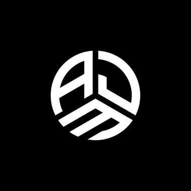 Beyaz arka planda AJM harf logosu tasarımı. AJM yaratıcı harflerin baş harfleri logo kavramı. AJM harf tasarımı.