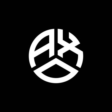 Beyaz arka planda AXO harf logosu tasarımı. AXO yaratıcı harflerin baş harfleri logo kavramı. AXO harf tasarımı.