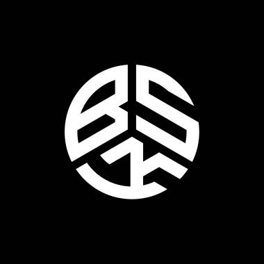 Beyaz arkaplanda BSK harf logosu tasarımı. BSK yaratıcı harflerin baş harfleri logo kavramı. BSK harf tasarımı.