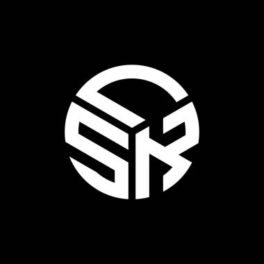 Siyah arkaplanda LSK harf logosu tasarımı. LSK yaratıcı harflerin baş harfleri logo kavramı. LSK harf tasarımı.