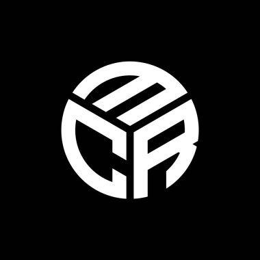 Siyah arka planda MCR harf logosu tasarımı. MCR yaratıcı harflerin baş harfleri logo kavramı. MCR harf tasarımı.