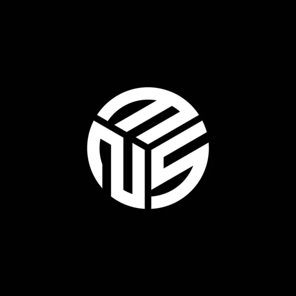 Mns Design Logotipo Carta Fundo Preto Mns Iniciais Criativas Conceito — Vetor de Stock