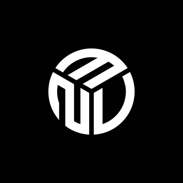 Diseño Del Logotipo Letra Mnu Sobre Fondo Negro Mnu Iniciales — Vector de stock