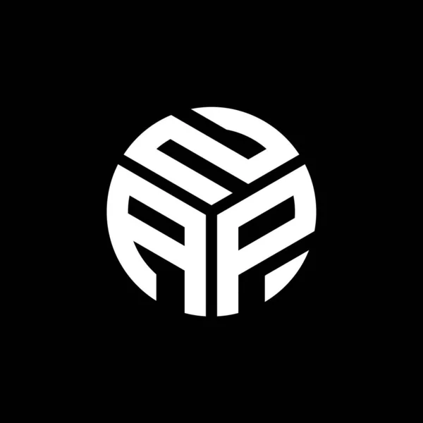Diseño Del Logotipo Carta Nap Sobre Fondo Negro Nap Iniciales — Vector de stock