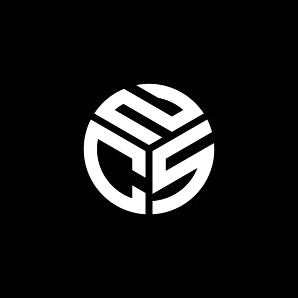 Siyah Arka Planda Ncs Harf Logosu Tasarımı Ncs Yaratıcı Harflerin — Stok Vektör