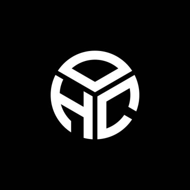 Siyah arka planda OHC harf logosu tasarımı. OHC yaratıcı harflerin baş harfleri logo kavramı. OHC harf tasarımı.