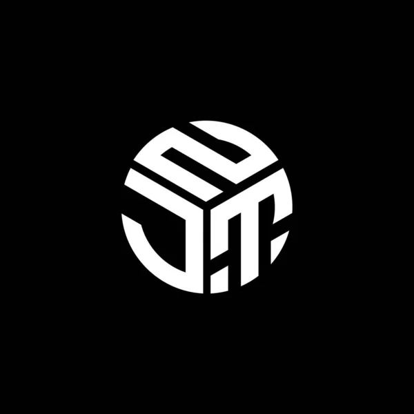 Njt Design Logotipo Carta Fundo Preto Njt Iniciais Criativas Conceito — Vetor de Stock