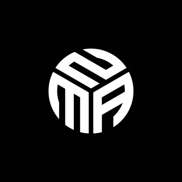 Nma Logo Ontwerp Zwarte Achtergrond Nma Creatieve Initialen Letter Logo — Stockvector