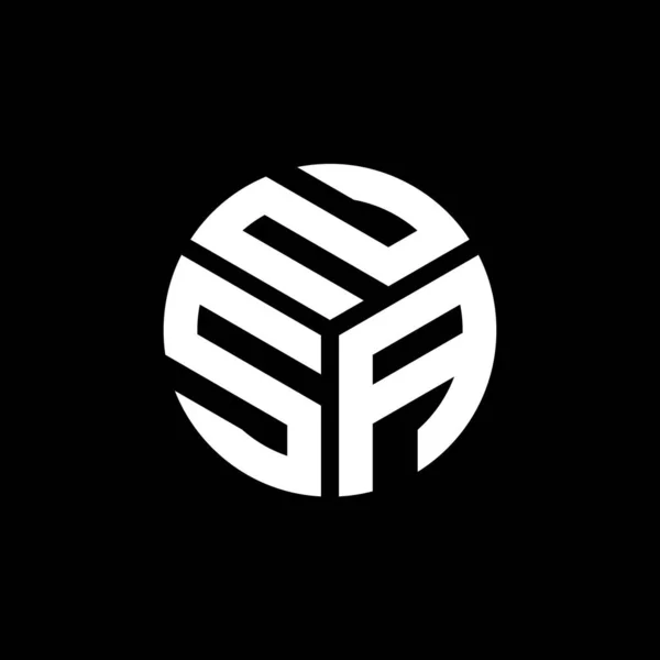 Nsa Siyah Arkaplan Üzerine Logo Tasarımı Nsa Yaratıcı Harfler Logosu — Stok Vektör