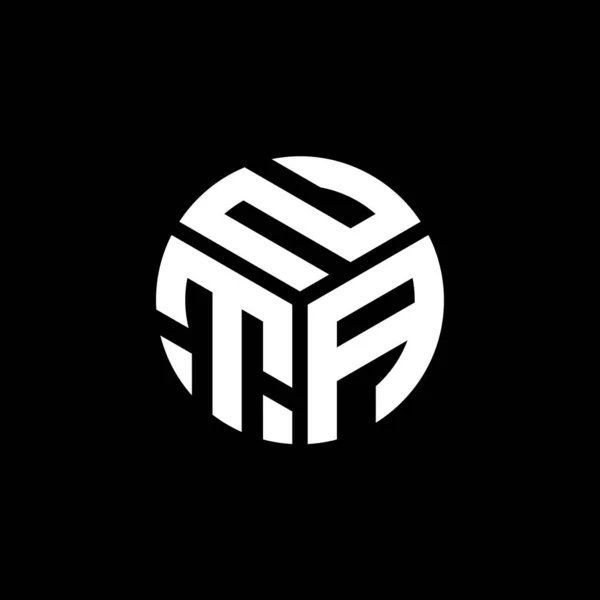 Diseño Del Logo Carta Nta Sobre Fondo Negro Nta Iniciales — Archivo Imágenes Vectoriales