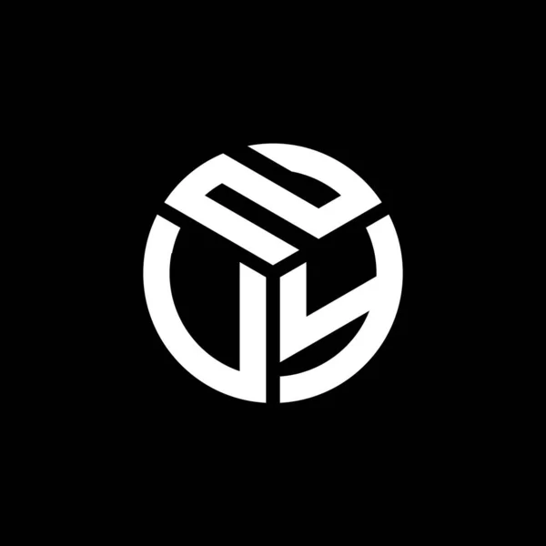 Diseño Del Logotipo Letra Nuy Sobre Fondo Negro Nuy Iniciales — Vector de stock