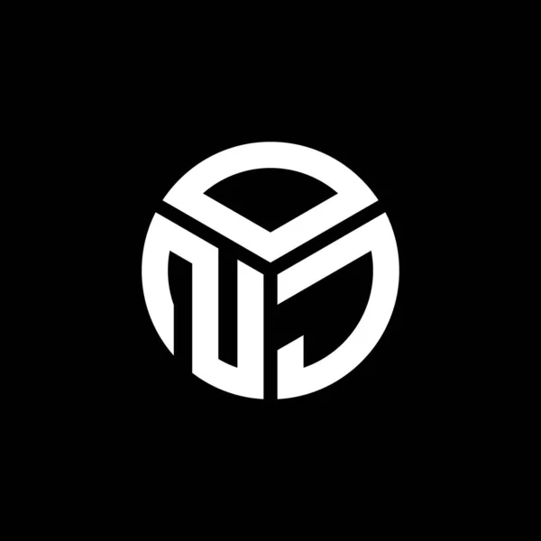 Diseño Del Logotipo Letra Onj Sobre Fondo Negro Onj Iniciales — Vector de stock