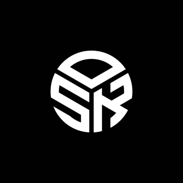 Diseño Del Logotipo Letra Osk Sobre Fondo Negro Osk Iniciales — Vector de stock
