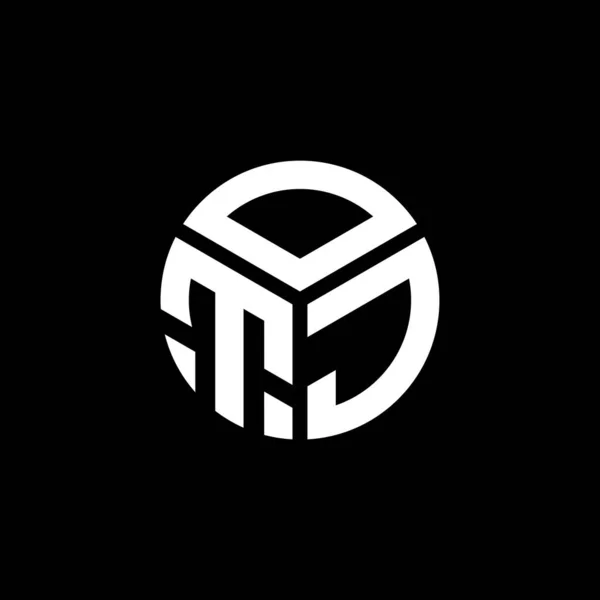 Diseño Del Logotipo Carta Otj Sobre Fondo Negro Otj Iniciales — Vector de stock