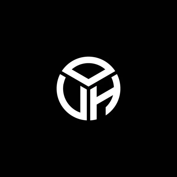 Σχεδιασμός Λογότυπου Ouh Μαύρο Φόντο Ouh Δημιουργικά Αρχικά Γράμμα Λογότυπο — Διανυσματικό Αρχείο