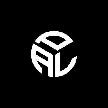 Siyah arka planda PAL harf logosu tasarımı. PAL yaratıcı harfler logosu konsepti. PAL harf tasarımı.