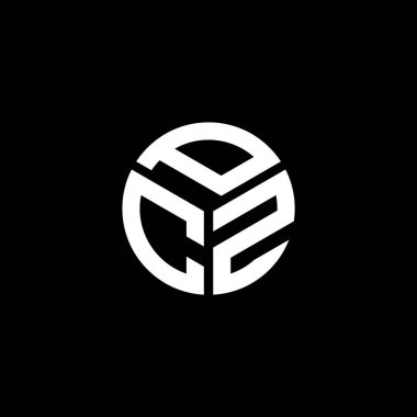 Siyah arkaplanda PCZ harf logosu tasarımı. PCZ yaratıcı harflerin baş harfleri logo kavramı. PCZ harf tasarımı.