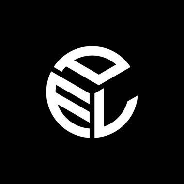 Siyah arkaplanda PEL harf logosu tasarımı. PEL yaratıcı harflerin baş harfleri logo kavramı. PEL harf tasarımı.