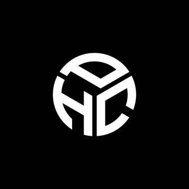 Siyah arkaplan üzerinde PHC harf logosu tasarımı. PHC yaratıcı harflerin baş harfleri logo kavramı. PHC harf tasarımı.