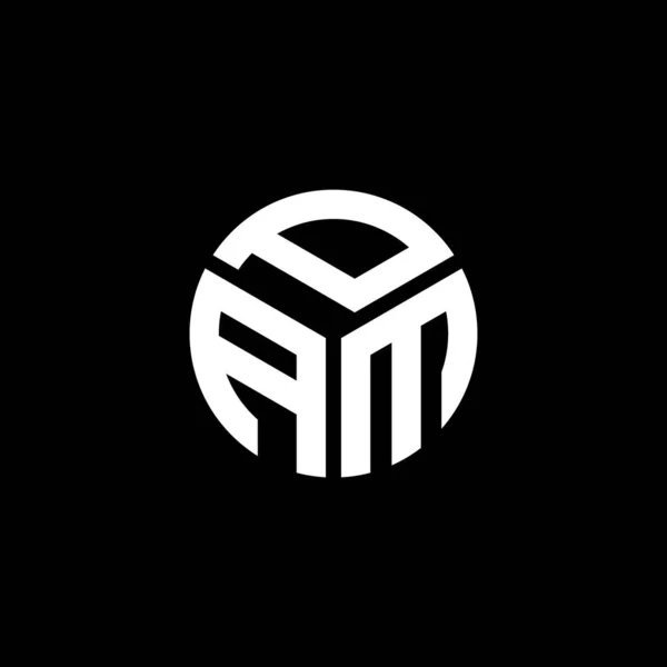 Diseño Del Logotipo Letra Pam Sobre Fondo Negro Pam Iniciales — Vector de stock