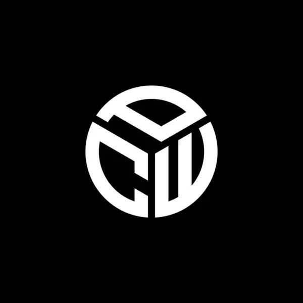 Projekt Logo Litery Pcw Czarnym Tle Pcw Kreatywne Inicjały Koncepcja — Wektor stockowy