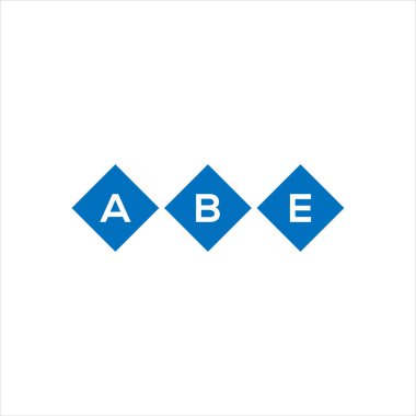 Beyaz arka planda ABE harf logosu tasarımı. ABE yaratıcı harflerin baş harfleri logo kavramı. ABE harf tasarımı.