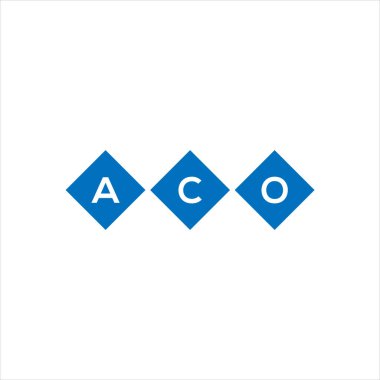 Beyaz arka planda ACO harf logosu tasarımı. ACO yaratıcı harflerin baş harfleri logo kavramı. ACO harf tasarımı.