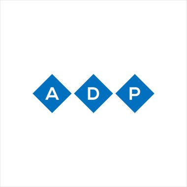 Beyaz arka planda ADP harf logosu tasarımı. ADP yaratıcı harflerin baş harfleri logo kavramı. ADP harf tasarımı.