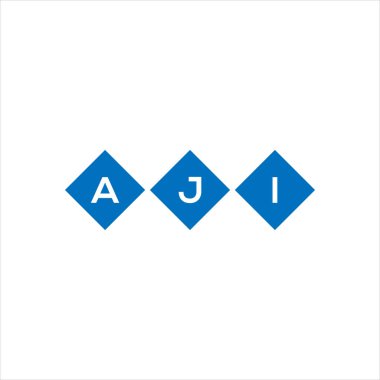 Beyaz arka planda AJI harf logosu tasarımı. AJI yaratıcı harflerin baş harfleri logo kavramı. AJI harf tasarımı.