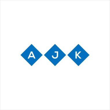 Beyaz arka planda AJK harf logosu tasarımı. AJK yaratıcı harflerin baş harfleri logo kavramı. AJK harf tasarımı.