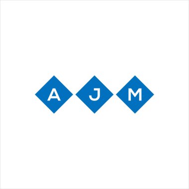 Beyaz arka planda AJM harf logosu tasarımı. AJM yaratıcı harflerin baş harfleri logo kavramı. AJM harf tasarımı.