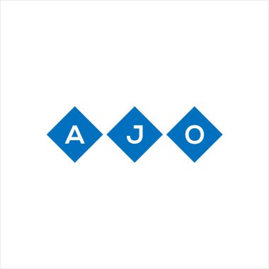 Beyaz arka planda AJO harf logosu tasarımı. AJO yaratıcı harflerin baş harfleri logo kavramı. AJO harf tasarımı.