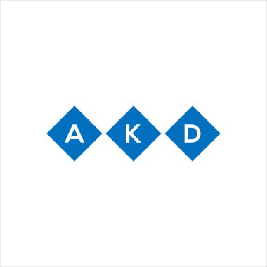 Beyaz arka planda AKD harf logosu tasarımı. AKD yaratıcı harflerin baş harfleri logo kavramı. AKD harf tasarımı.