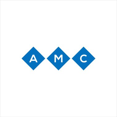 Beyaz arka planda AMC harf logosu tasarımı. AMC yaratıcı harflerin baş harfleri logo kavramı. AMC harf tasarımı.