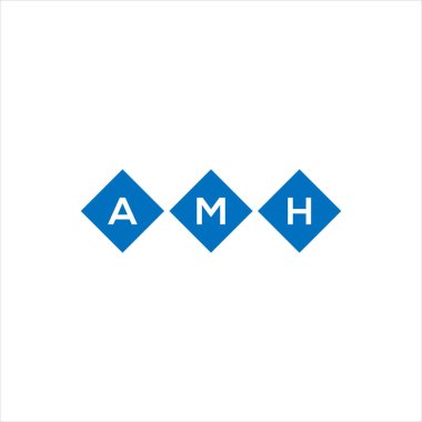 Beyaz arka planda AMH harf logosu tasarımı. AMH yaratıcı harflerin baş harfleri logo kavramı. AMH harf tasarımı.