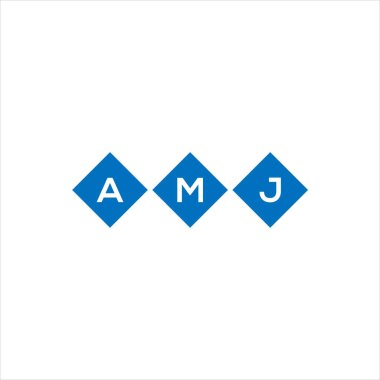Beyaz arka planda AMJ harf logosu tasarımı. AMJ yaratıcı harflerin baş harfleri logo kavramı. AMJ harf tasarımı.