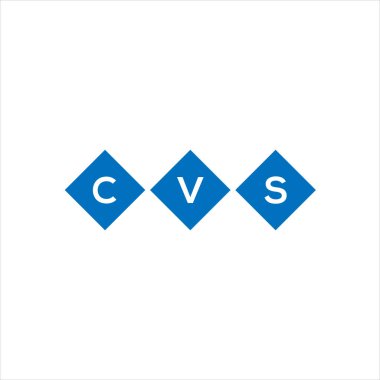 Beyaz arka planda CVS harf logosu tasarımı. CVS yaratıcı harflerin baş harfleri logo kavramı. CVS harf tasarımı.