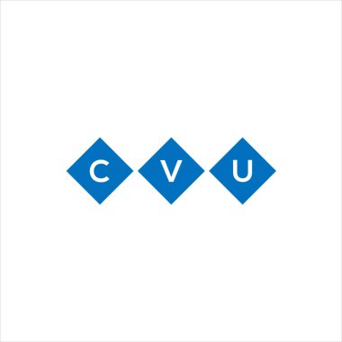 Beyaz arka planda CVU harf logosu tasarımı. CVU yaratıcı harf logosu konsepti. İşlemci harf tasarımı.