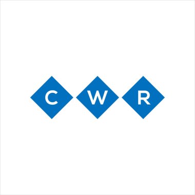 Beyaz arka planda CWR harf logosu tasarımı. CWR yaratıcı harflerin baş harfleri logo kavramı. CWR harf tasarımı.